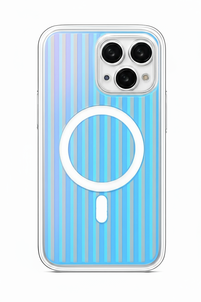 Phone case with blue striped pattern and white circle design on a white background, Panthercase, panthercases, protective Apple case, apple case, iphone Case, Panthercase , Panther case, iphone 17, iphone 15