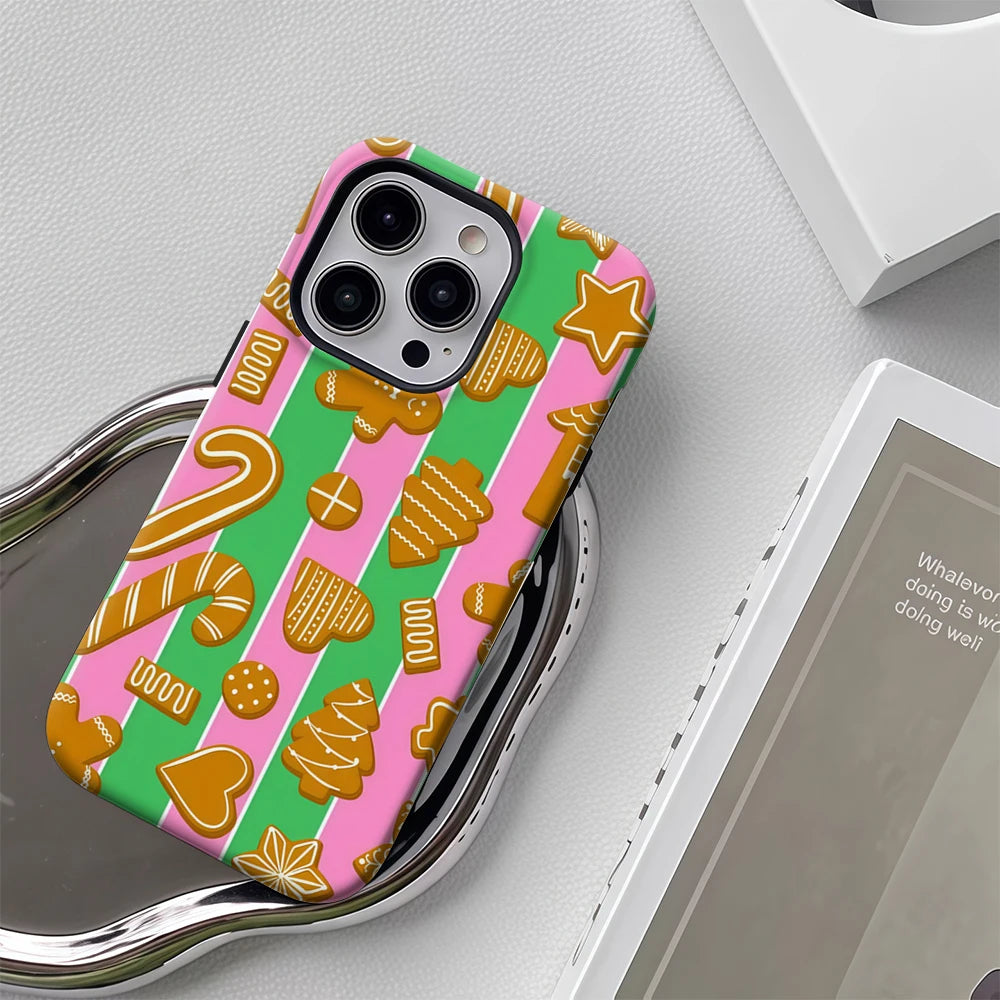 iPhone Gingerbread Stripes Double layer Case