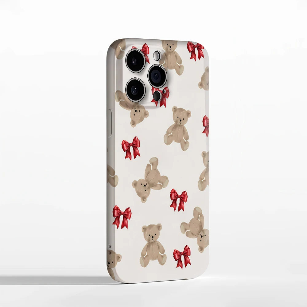 iPhone Teddy Bear & Red Bows Christmas Case